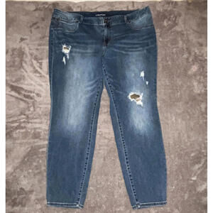 Maurices Medium Wash High Rise Distressed with Camo Print - Stretch Size 26 PLUS